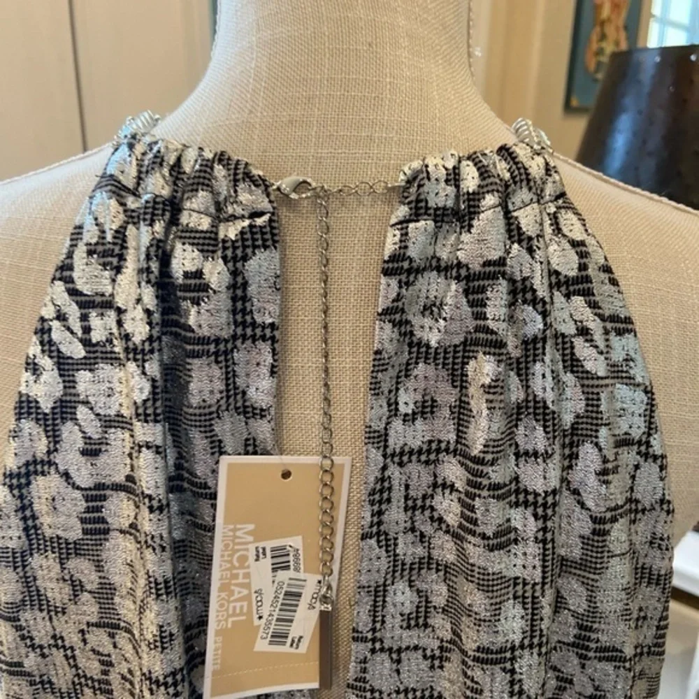 Michael Kos Black Silver Cheetah Print Dress‎ S